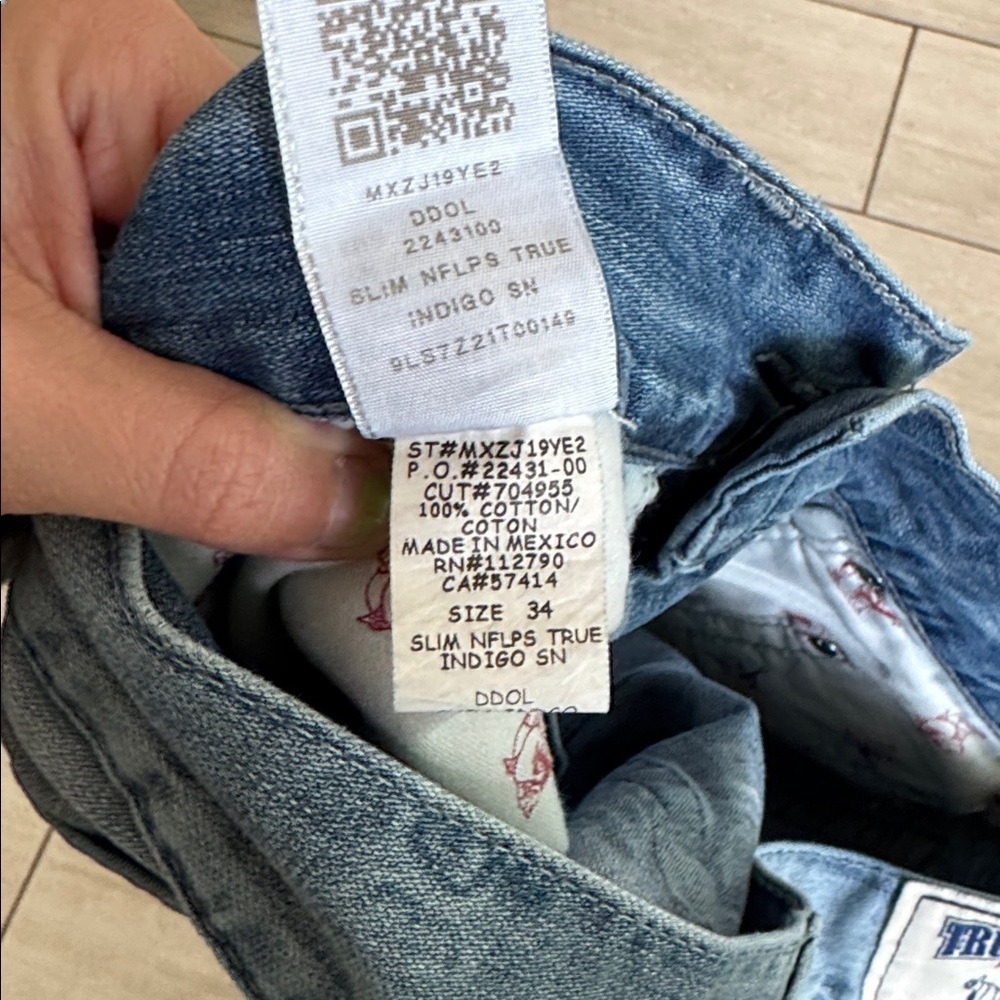 True Religion Washed Denim Slim Jeans Size 34 Inseam 34 - Picture 5 of 5